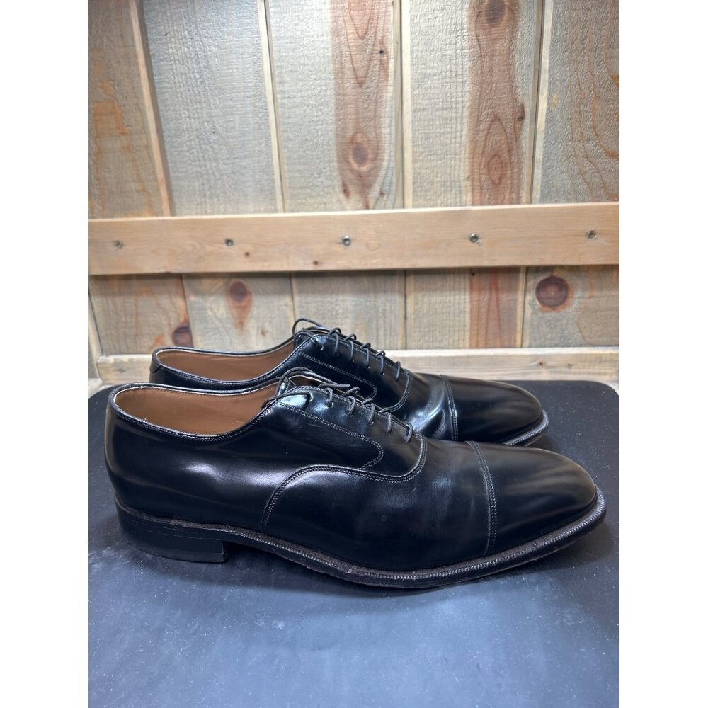 Johnston & Murphy Mens Black Leather Cap Toe Oxford Dress Shoes Size 13 D/B